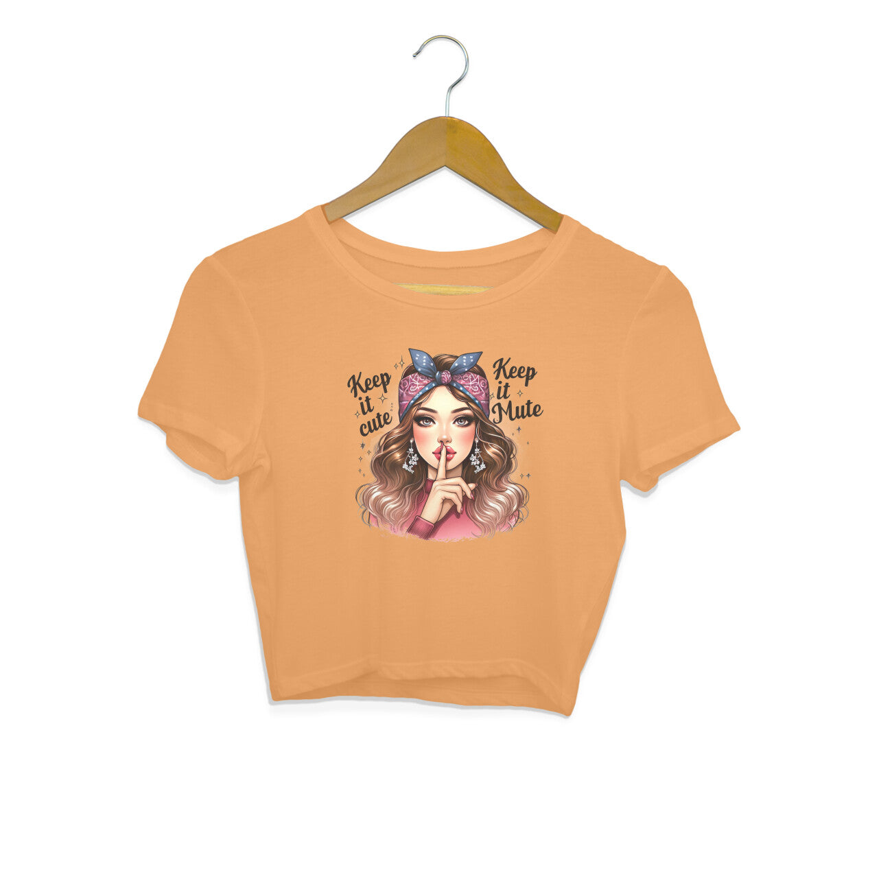Keep It Cute Keep It Mute Crop Top Mustard Yellow Printrove