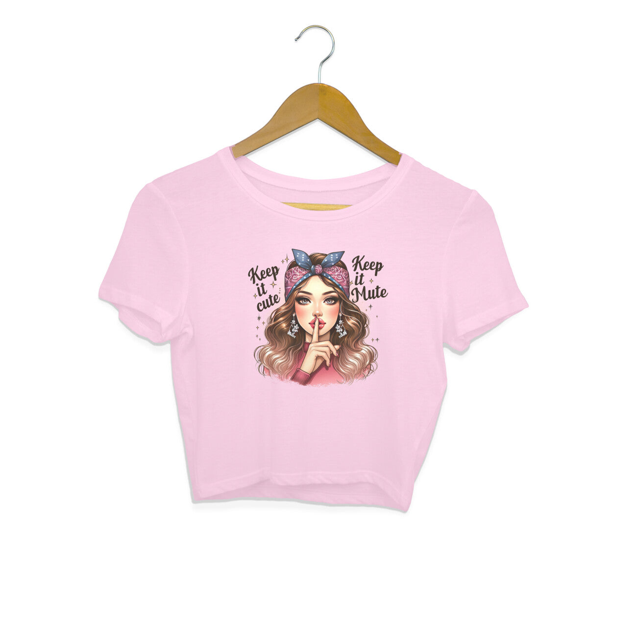Keep It Cute Keep It Mute Crop Top Light Pink Printrove