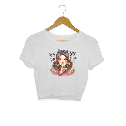 Keep It Cute Keep It Mute Crop Top Melange Grey Printrove