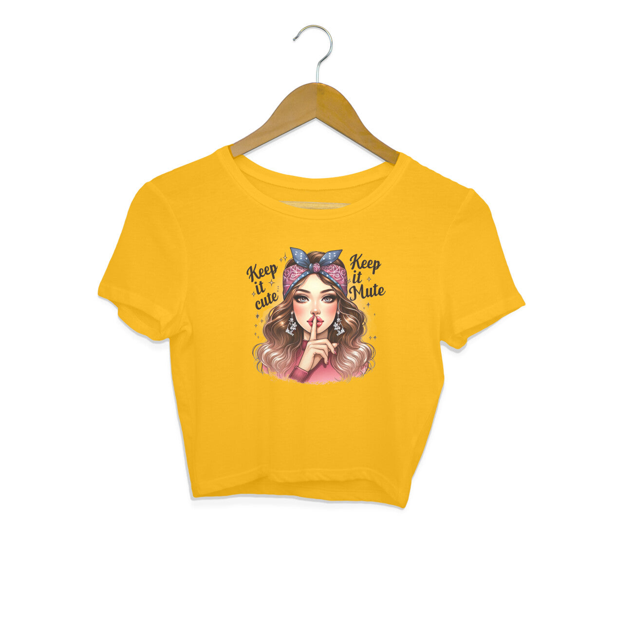 Keep It Cute Keep It Mute Crop Top Golden Yellow Printrove