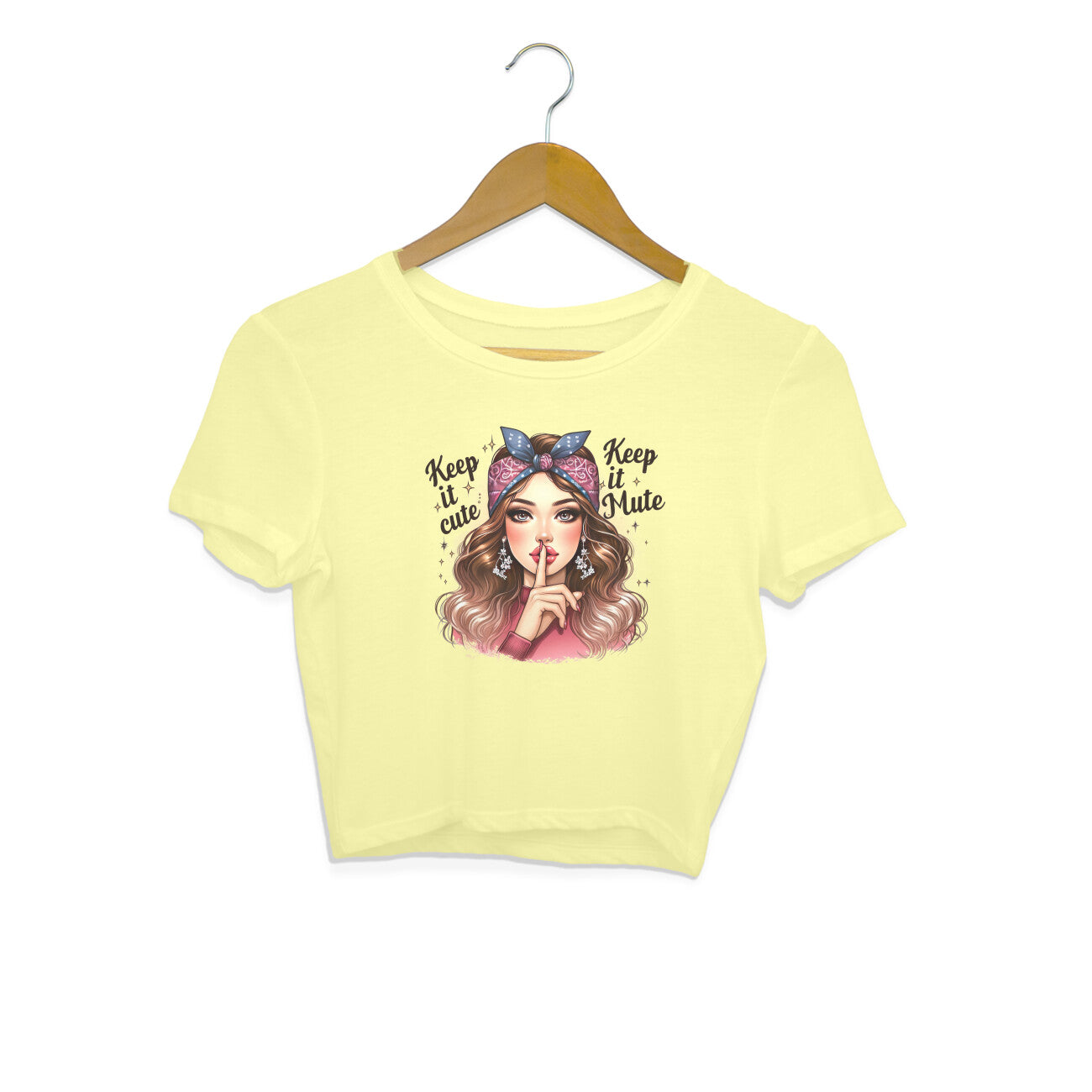Keep It Cute Keep It Mute Crop Top Butter Yellow Printrove