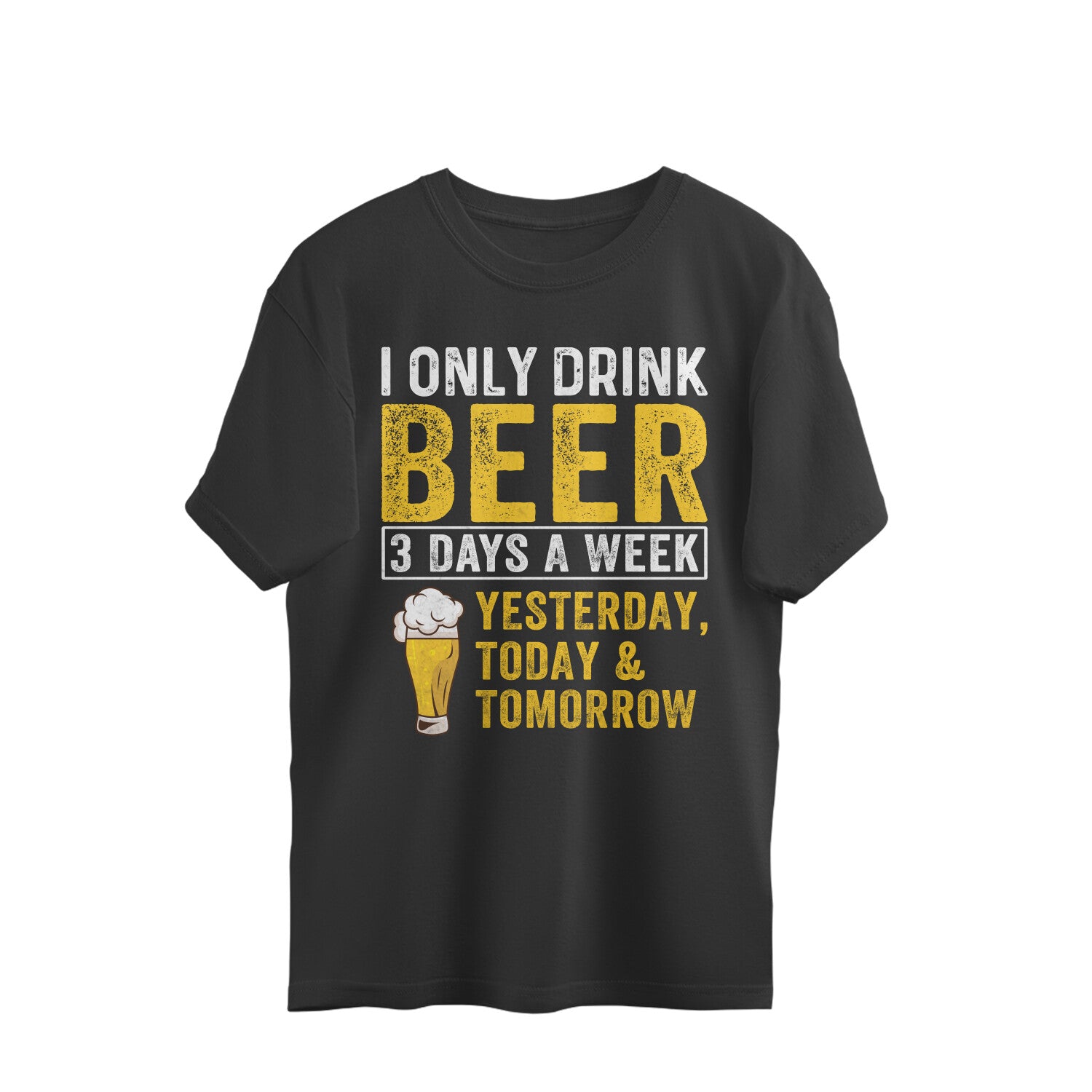I Only Drink Beer Oversized T-Shirt Black Printrove