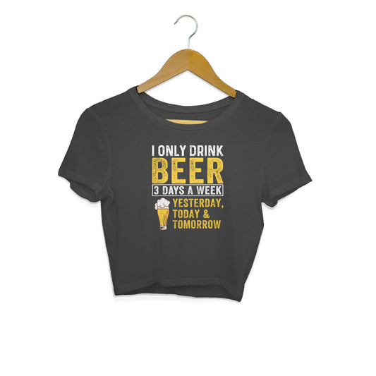 I Only Drink Beer Crop Top Black Printrove