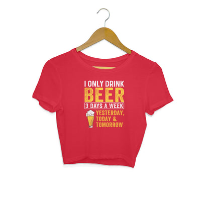 I Only Drink Beer Crop Top Red Printrove