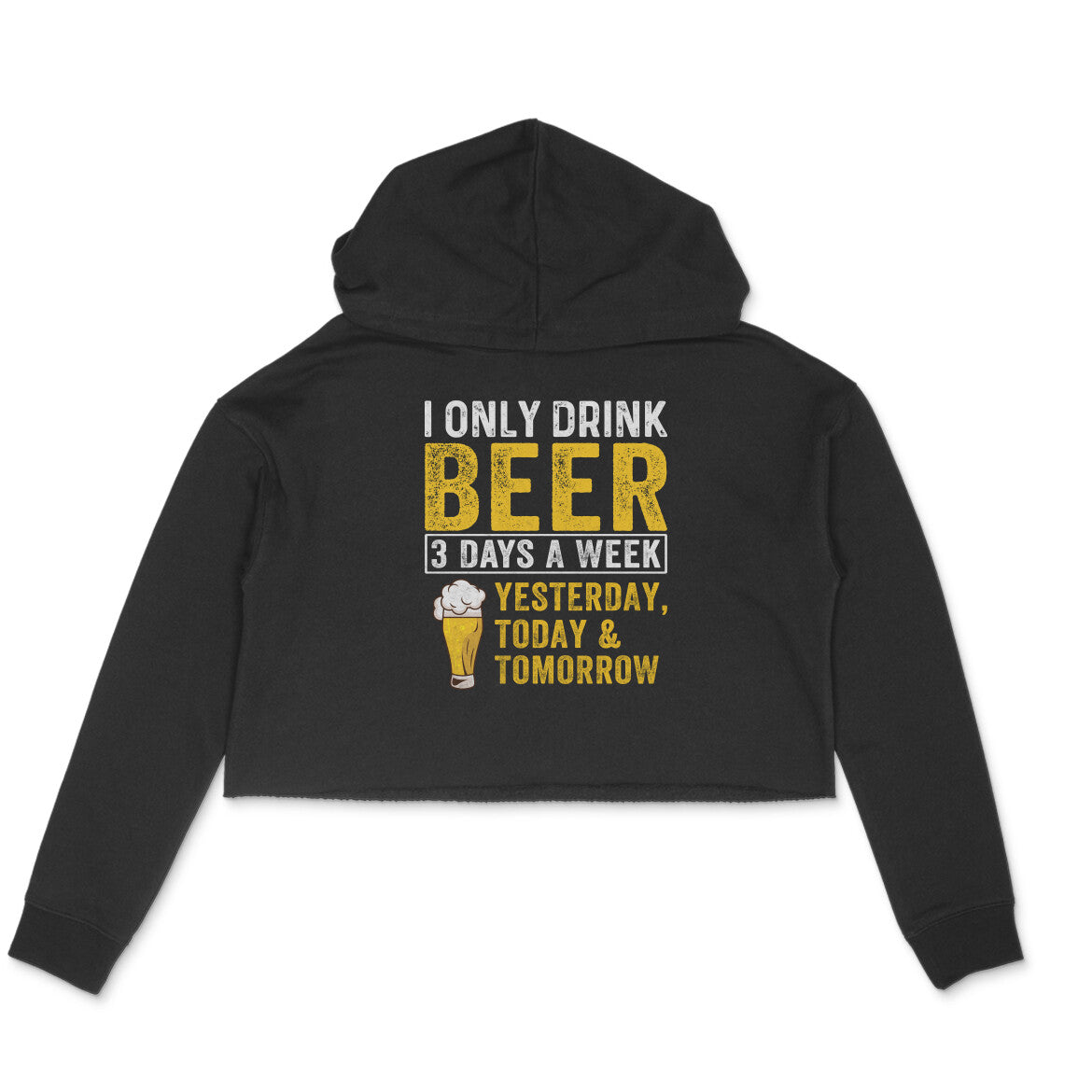 I Only Drink Beer Crop Hoodie Black Printrove