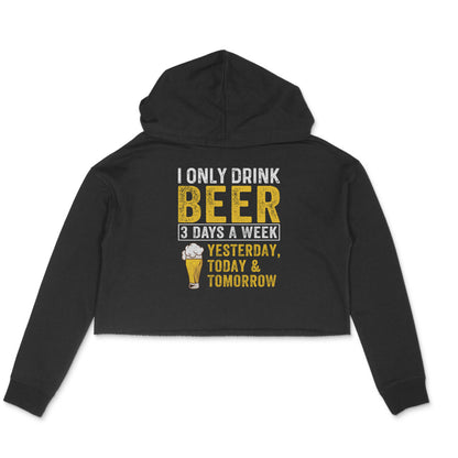 I Only Drink Beer Crop Hoodie Black Printrove