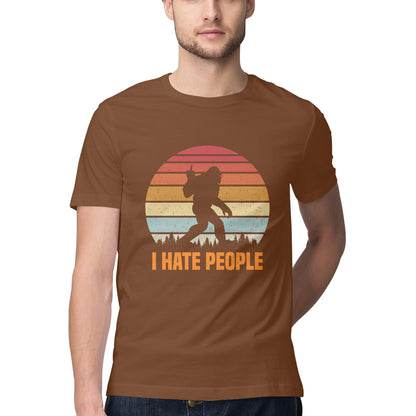 I Hate People T-Shirt Coffee Brown Printrove