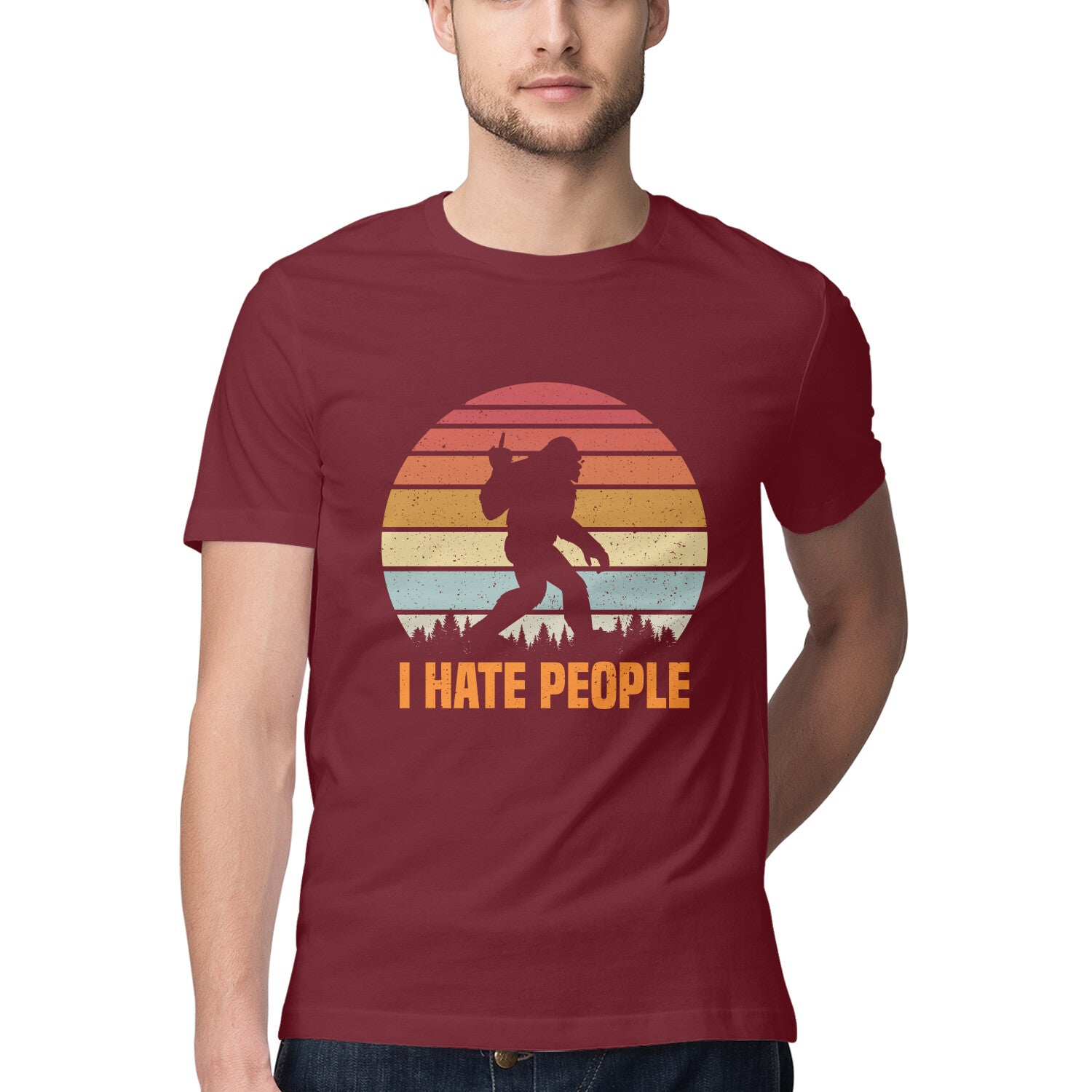 I Hate People T-Shirt Maroon Printrove