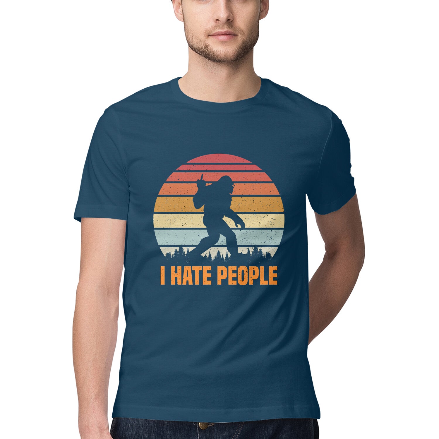 I Hate People T-Shirt Navy Blue Printrove