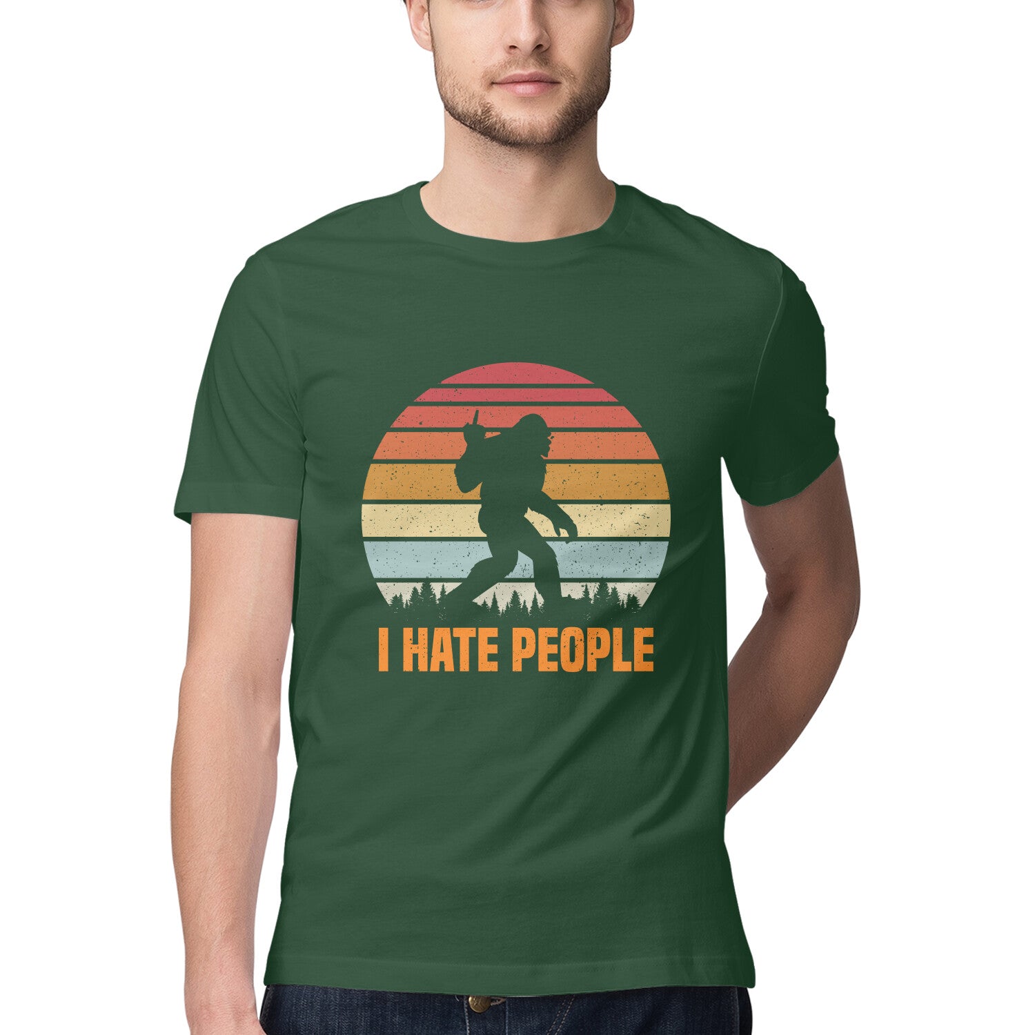I Hate People T-Shirt Olive Green Printrove