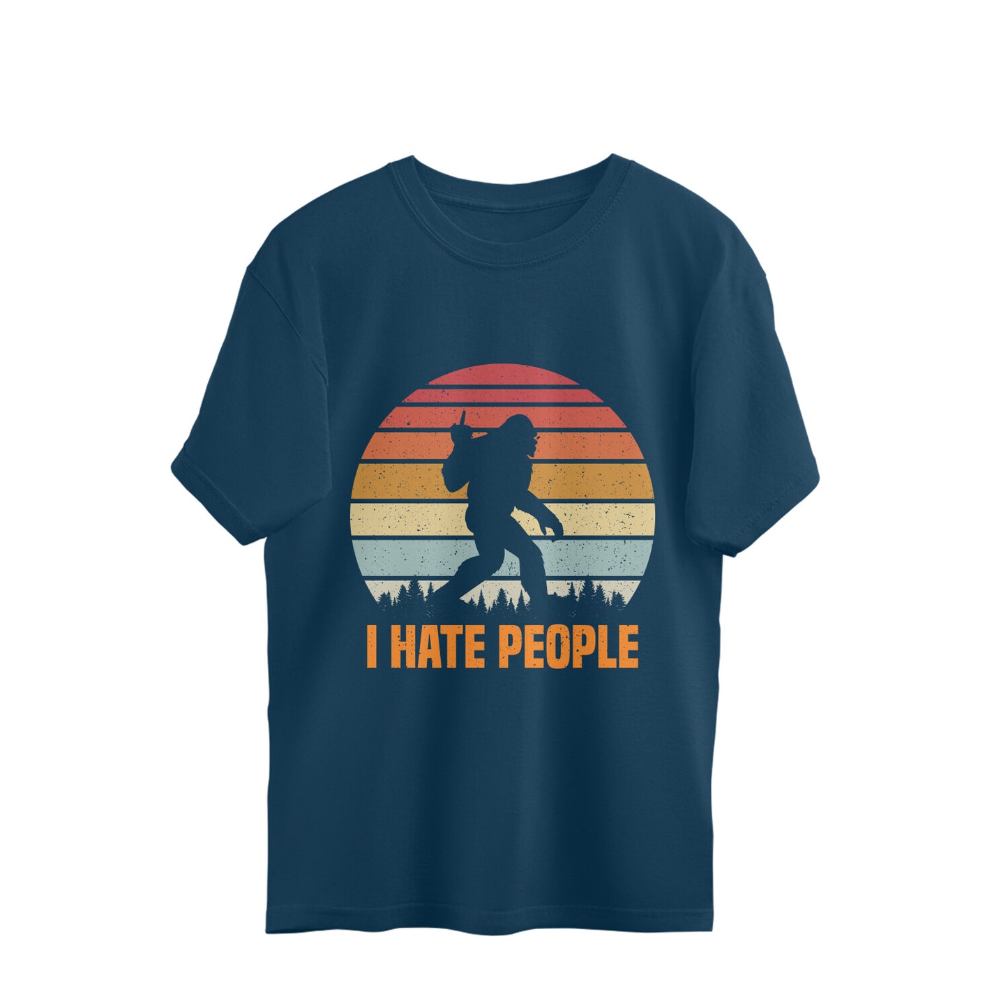 I Hate People Oversized T-Shirt Navy Blue Printrove