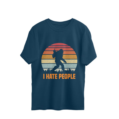 I Hate People Oversized T-Shirt Navy Blue Printrove