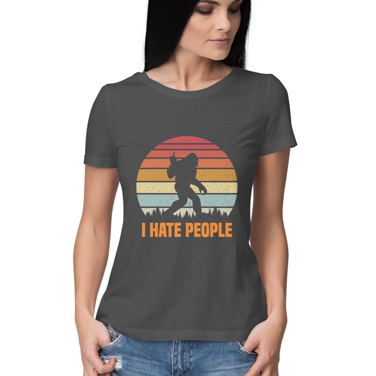 I Hate People Women's T-Shirt Charcoal Grey Printrove