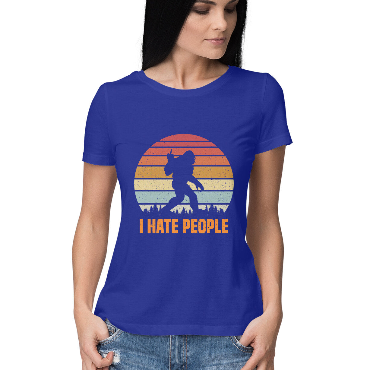 I Hate People Women's T-Shirt Royal Blue Printrove