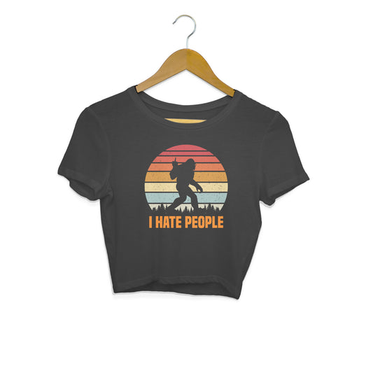 I Hate People Crop Top Black Printrove