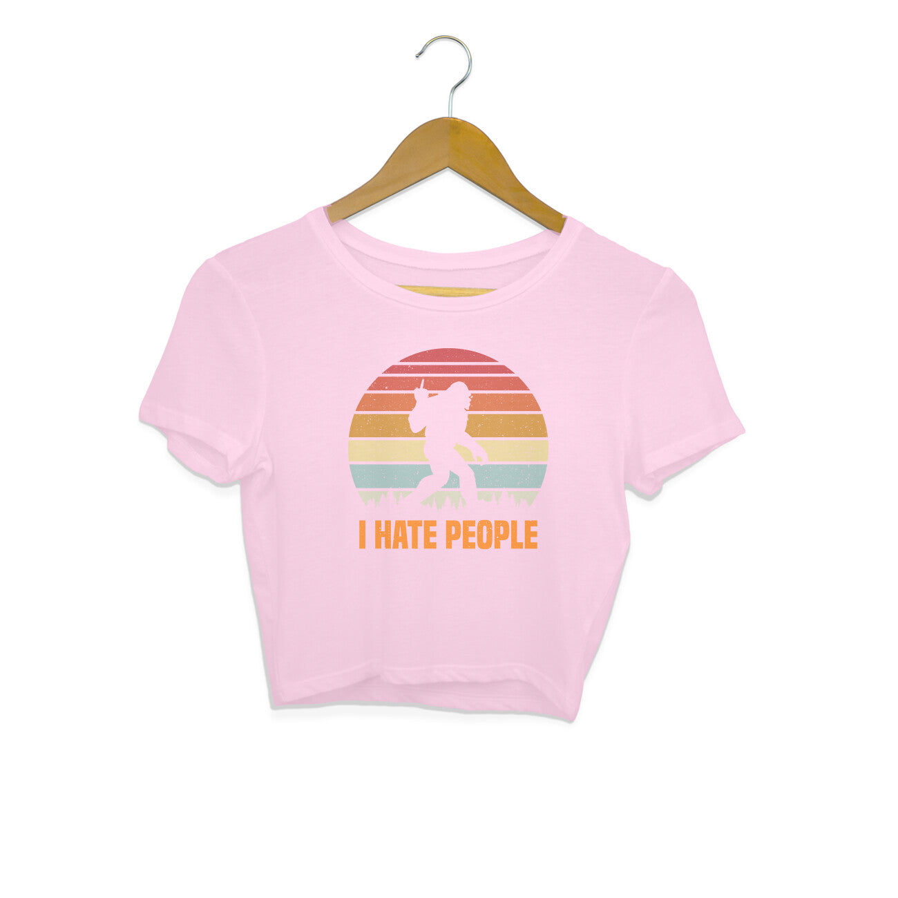 I Hate People Crop Top Light Pink Printrove