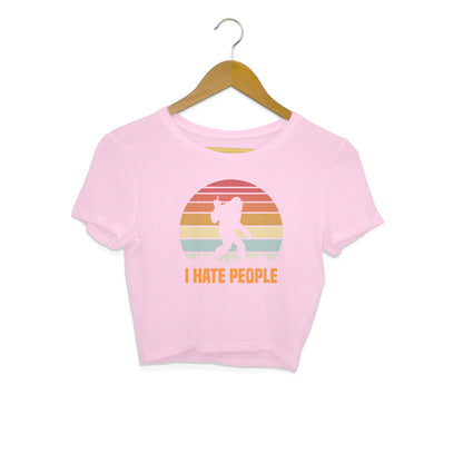 I Hate People Crop Top Light Pink Printrove
