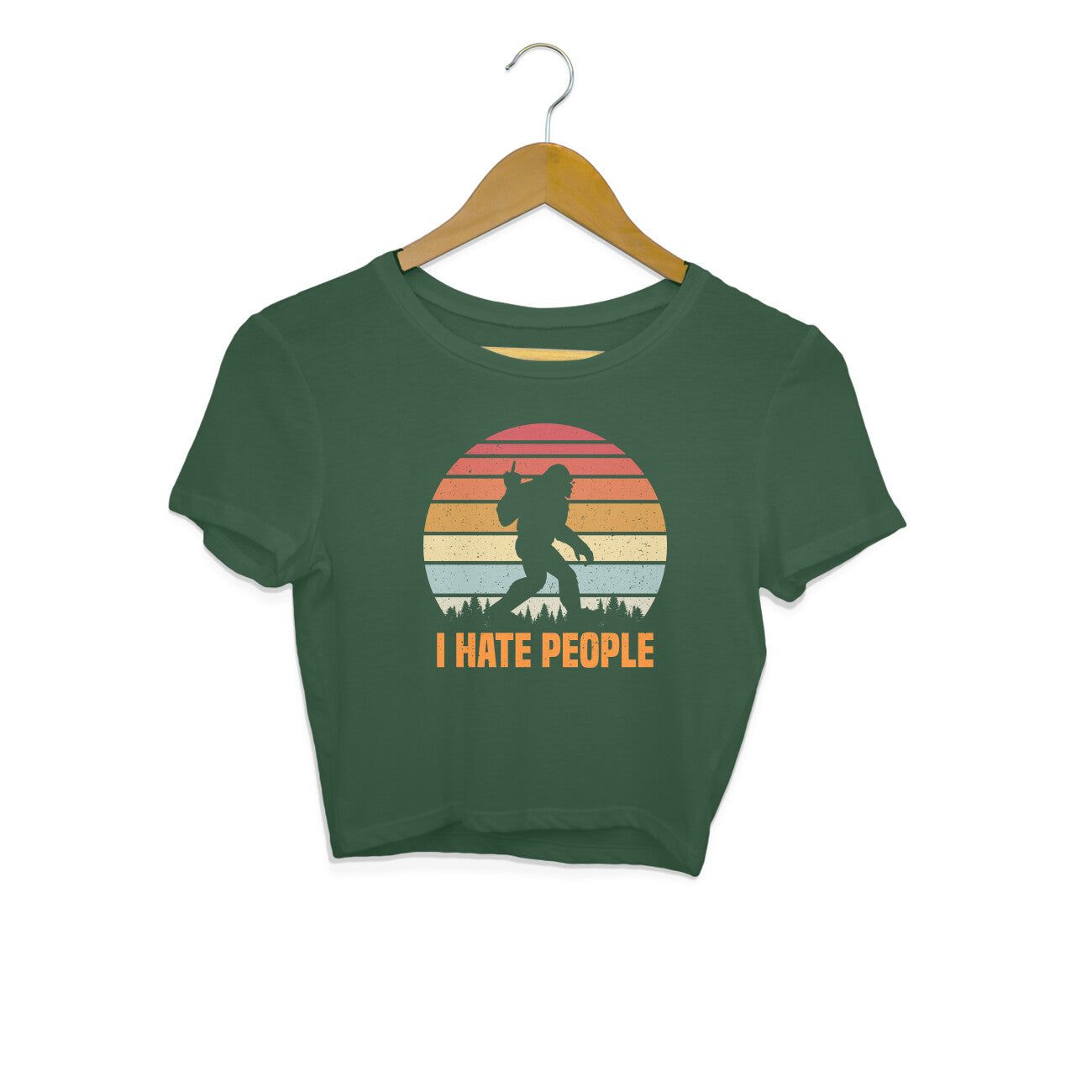 I Hate People Crop Top Olive Green Printrove