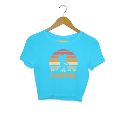 I Hate People Crop Top Sky Blue Printrove