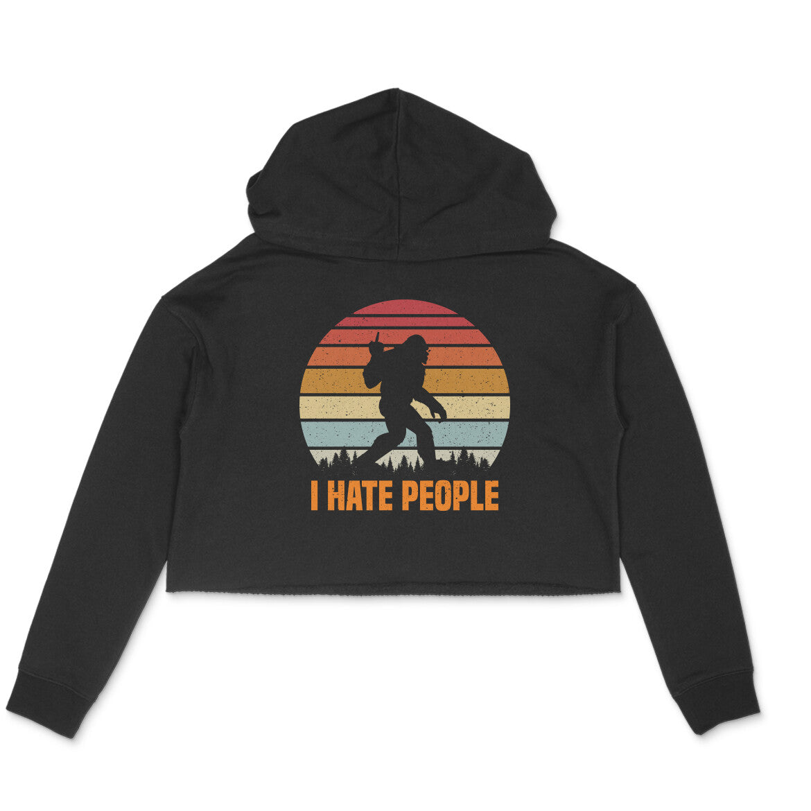 I Hate People Crop Hoodie Black Printrove