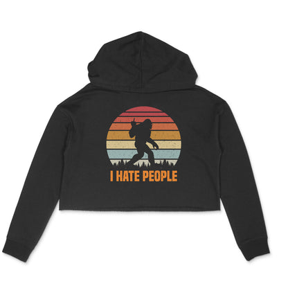 I Hate People Crop Hoodie Black Printrove