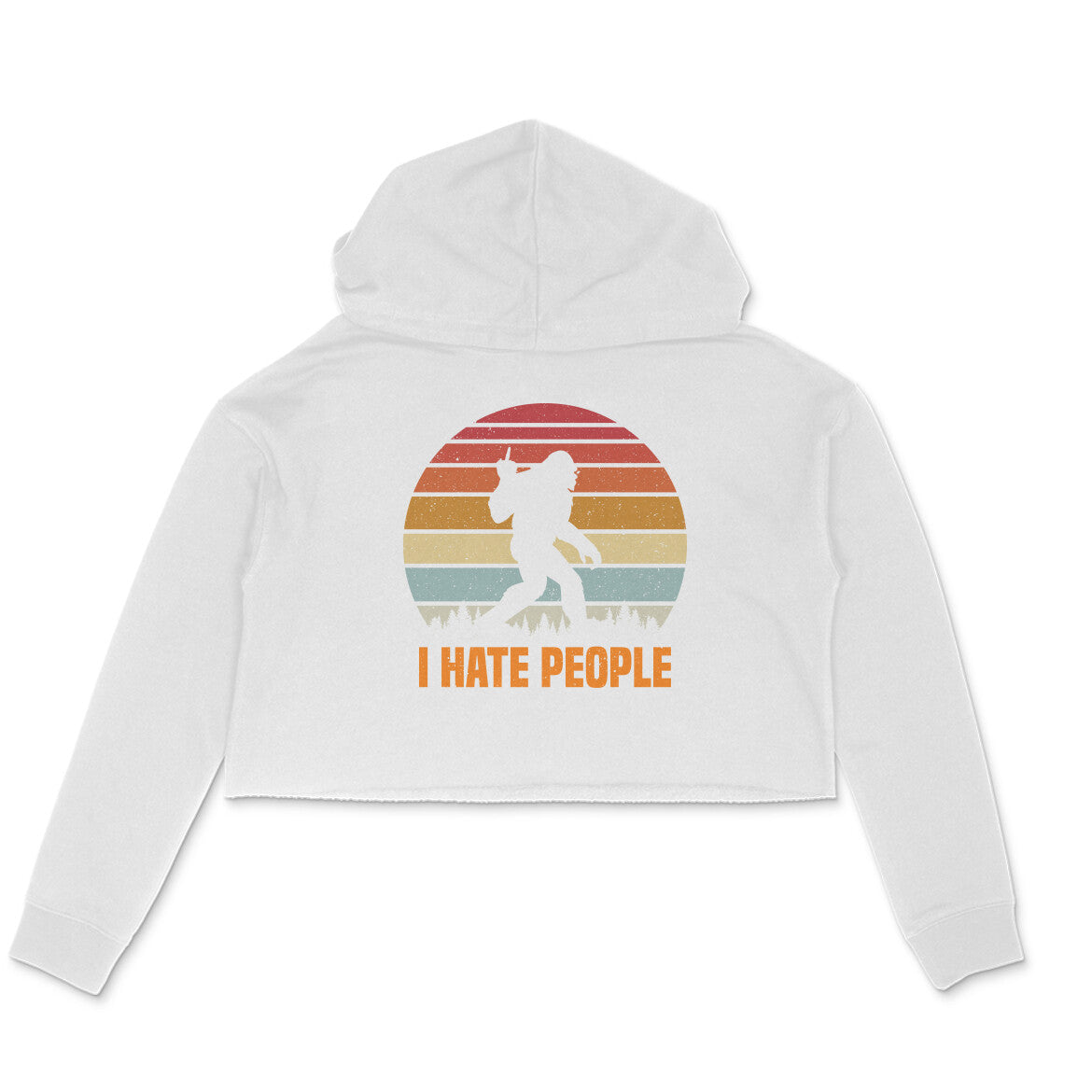 I Hate People Crop Hoodie White Printrove