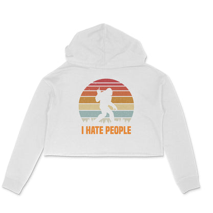 I Hate People Crop Hoodie White Printrove