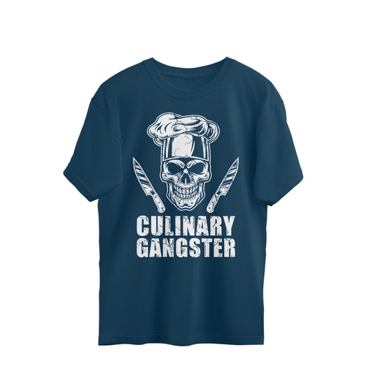 Culinary Gangster Oversized T-Shirt Navy Blue Printrove
