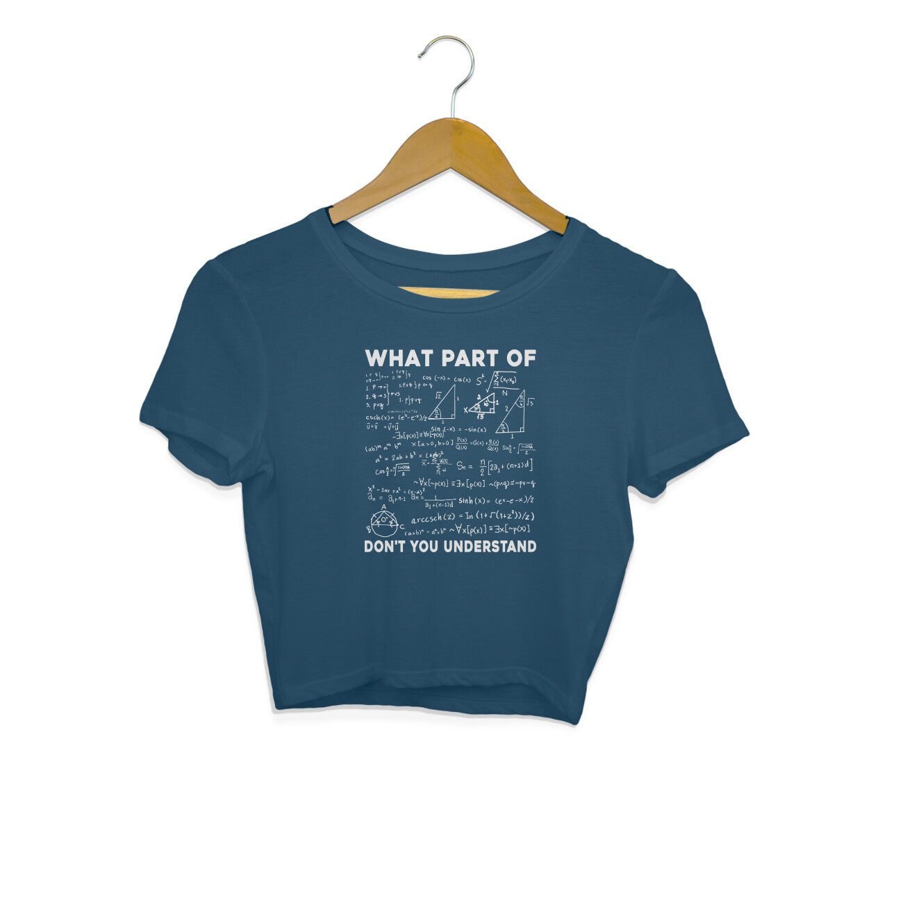 What Part Of Math Crop Top Navy Blue Printrove