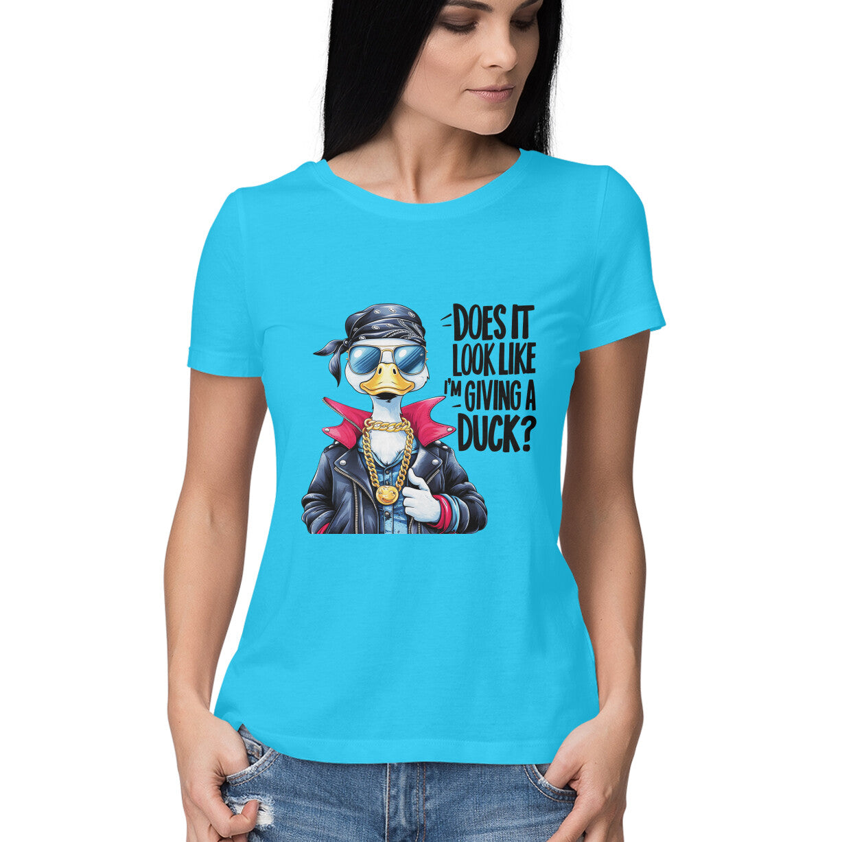 Giving A Duck Women's T-Shirt Sky Blue Printrove