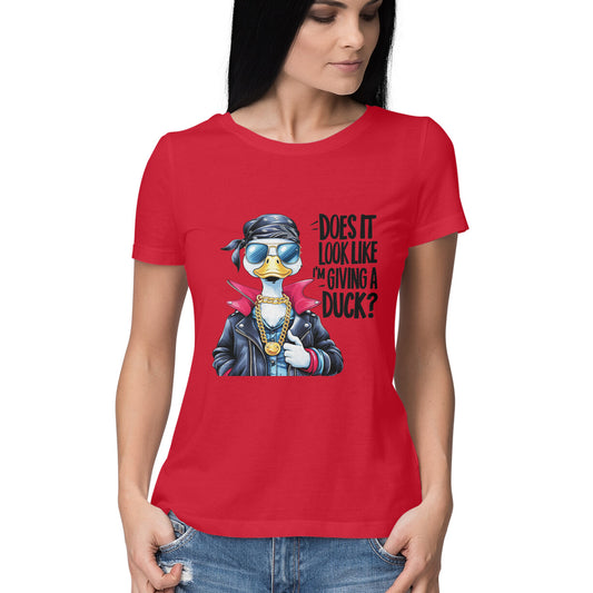 Giving A Duck Women's T-Shirt Red Printrove