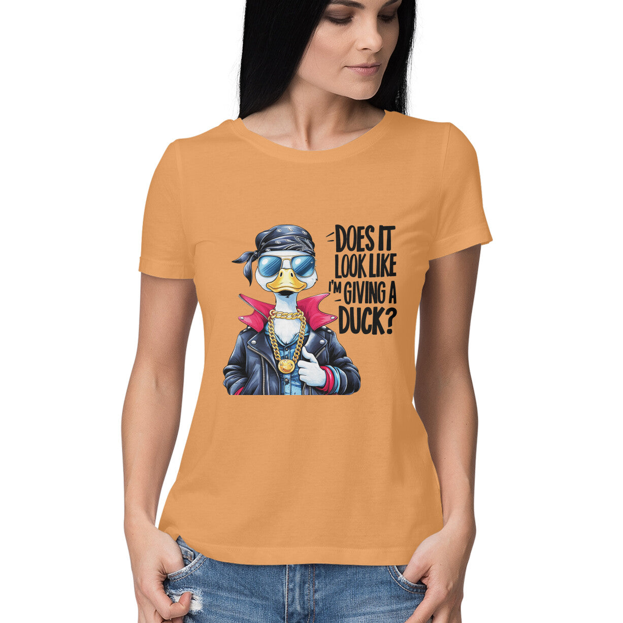 Giving A Duck Women's T-Shirt Mustard Yellow Printrove