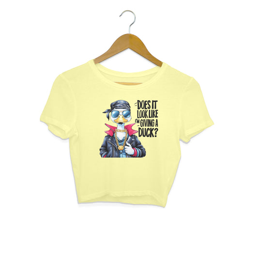 Giving A Duck Crop Top Butter Yellow Printrove