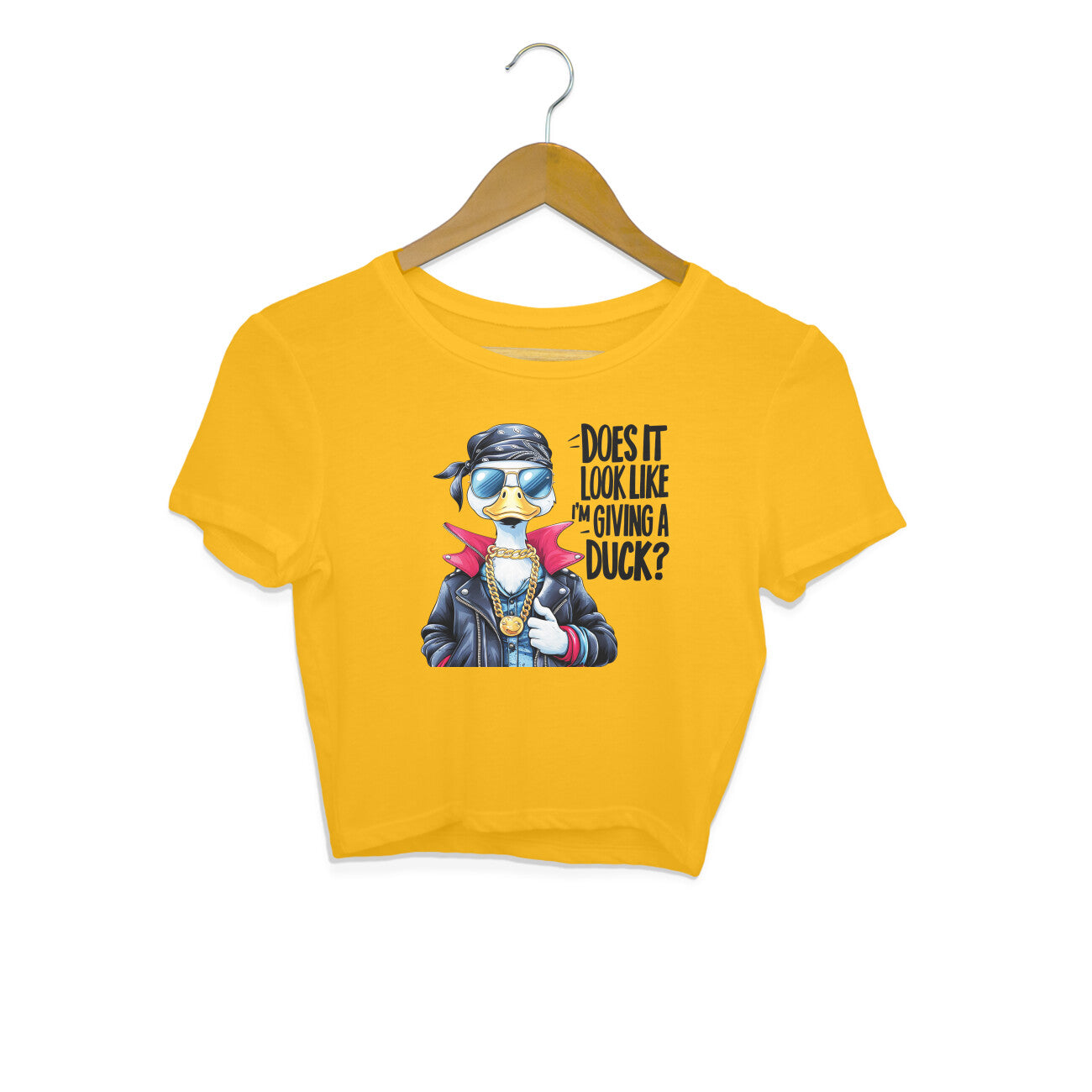 Giving A Duck Crop Top Golden Yellow Printrove