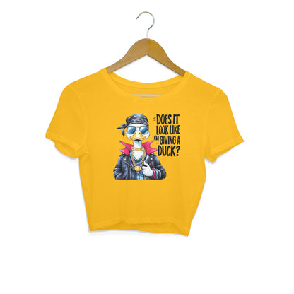 Giving A Duck Crop Top Golden Yellow Printrove