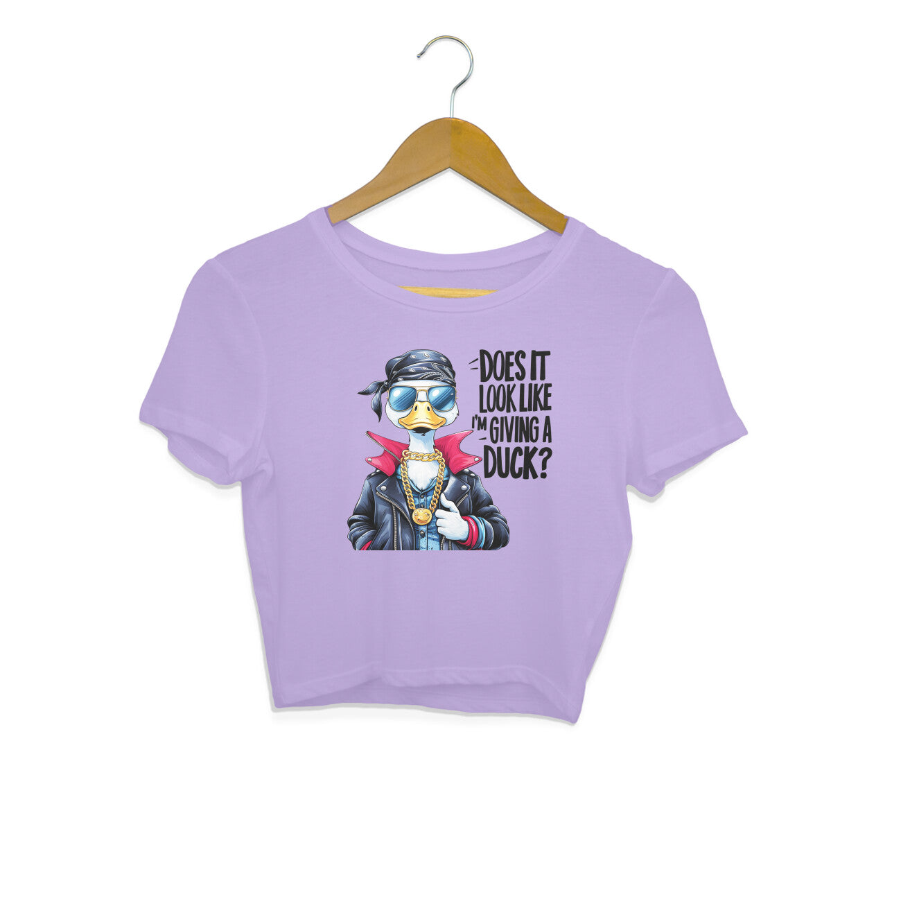 Giving A Duck Crop Top Iris Lavender Printrove