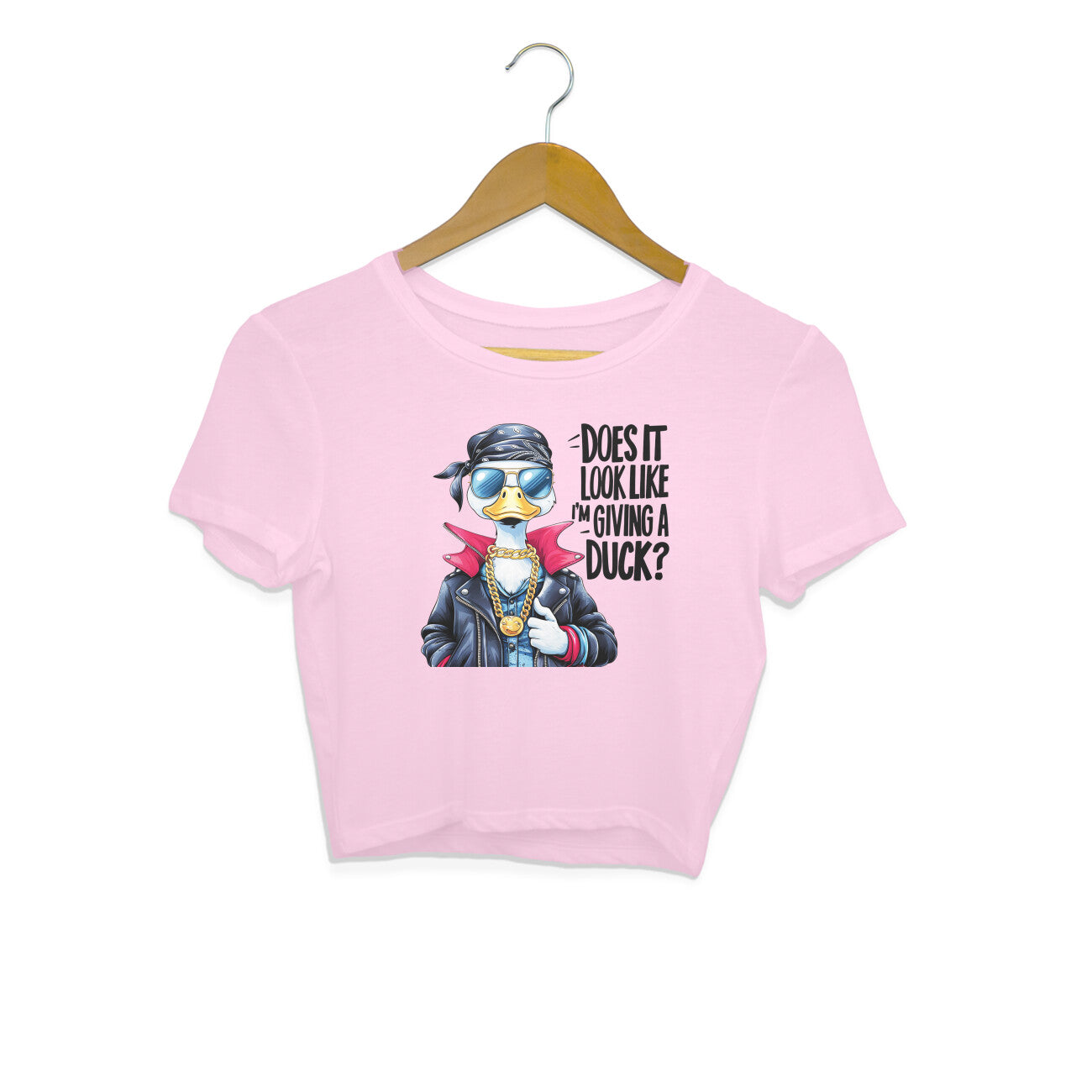 Giving A Duck Crop Top Light Pink Printrove