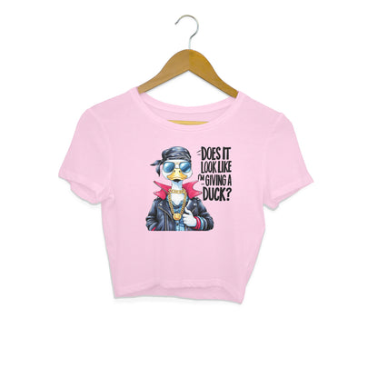 Giving A Duck Crop Top Light Pink Printrove