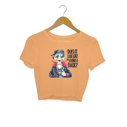 Giving A Duck Crop Top Mustard Yellow Printrove