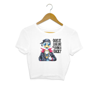 Giving A Duck Crop Top White Printrove