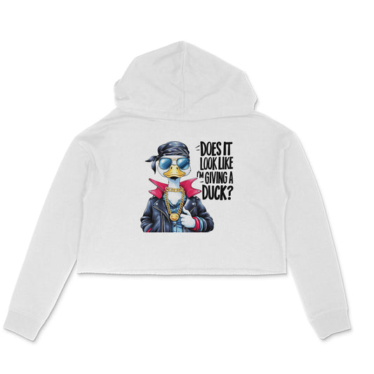 Giving A Duck Crop Hoodie White Printrove