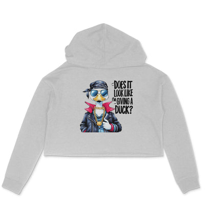 Giving A Duck Crop Hoodie Melange Grey Printrove