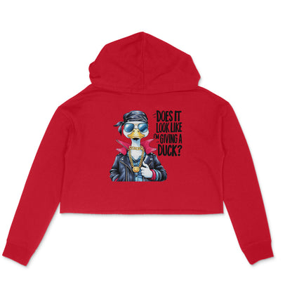 Giving A Duck Crop Hoodie Red Printrove