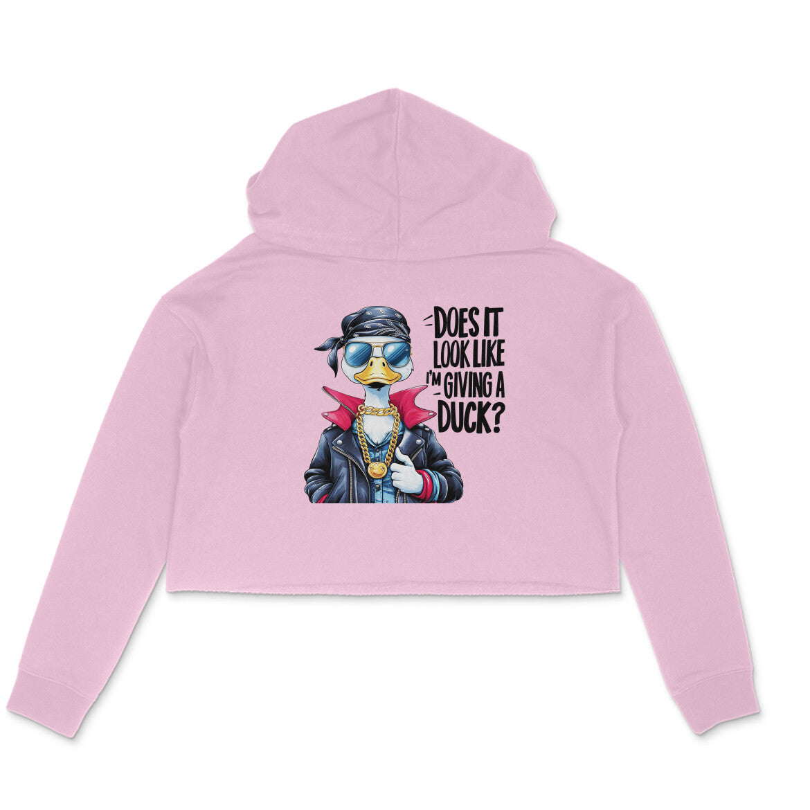 Giving A Duck Crop Hoodie Light Pink Printrove