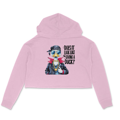 Giving A Duck Crop Hoodie Light Pink Printrove