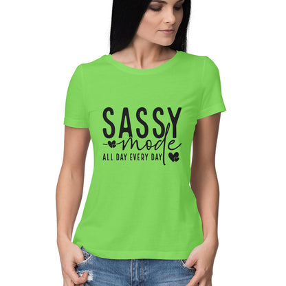 Sassy Mode Women's T-Shirt Liril Green Printrove