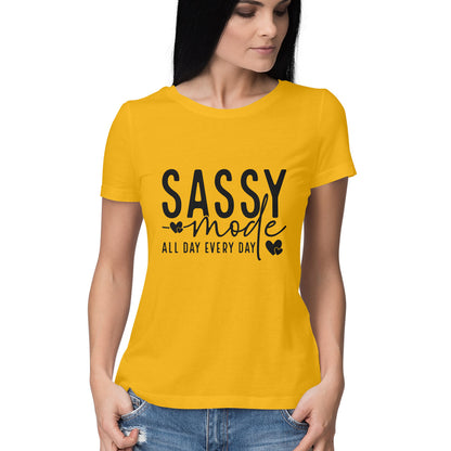 Sassy Mode Women's T-Shirt Golden Yellow Printrove
