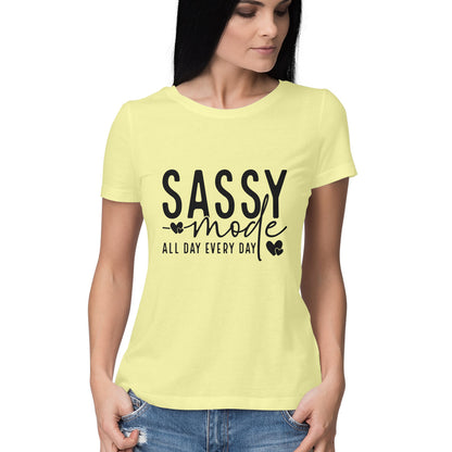Sassy Mode Women's T-Shirt Butter Yellow Printrove