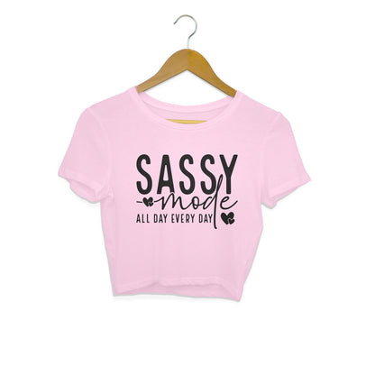 Sassy Mode Crop Top Light Pink Printrove