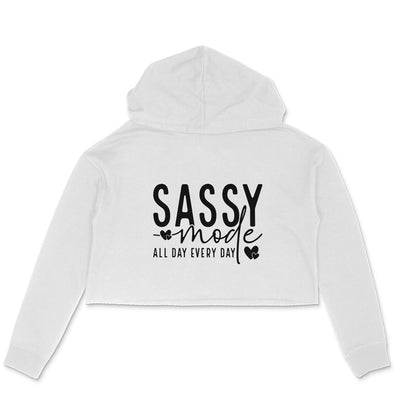 Sassy Mode Crop Hoodie White Printrove